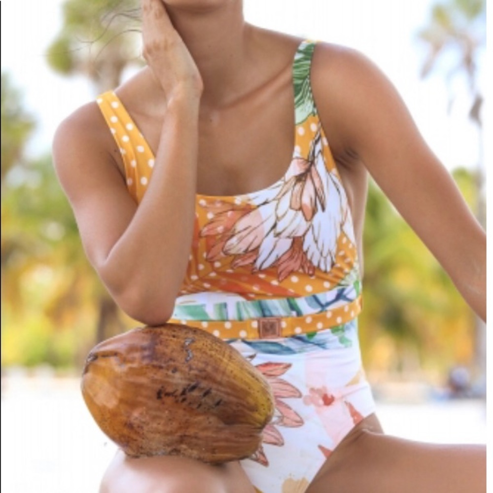 Floral one piece swim suite